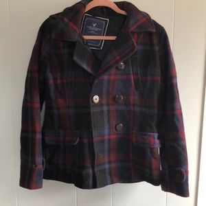 Women’s plaid pea coat